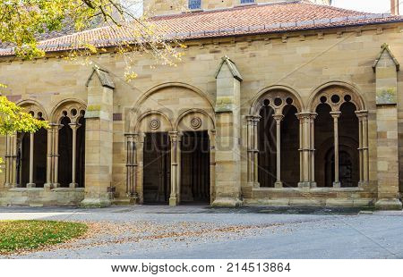 Maulbronn, Germany - oktober 19, 2017 Monastery Maulbronn from outside at a partly cloudy day