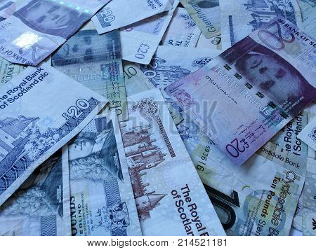 A big pile of British cash notes