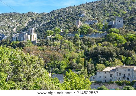 Panoramic view of Oppede-le-Vieux in Provence France