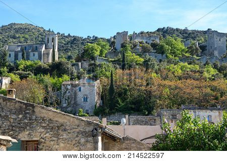 Panoramic view of Oppede-le-Vieux in Provence France