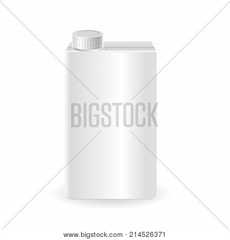 Realistic vector 3d mock up of milk or juice box on white background. Carton liter package with cap isolated