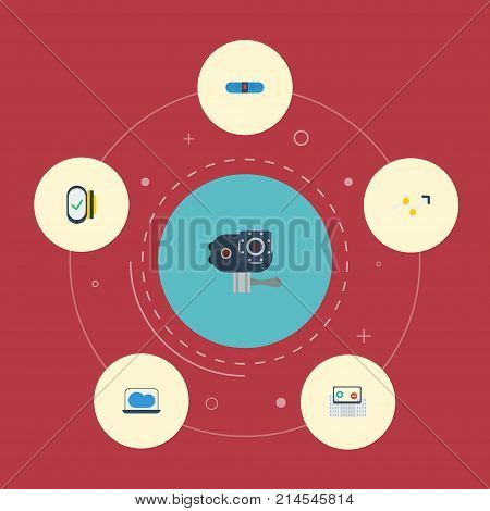 Flat Icons Technology, Arrow, Laptop And Other Vector Elements