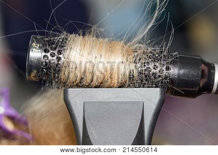 hair styling in the salon . Photos in the studio