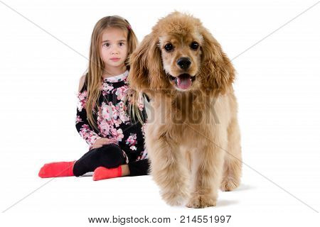 Young Girl Watching Her Dog Walking Away