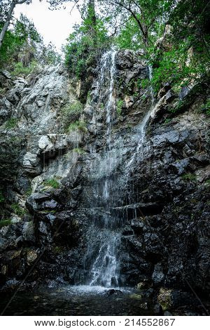 A view of Caledonia waterfall in the forests of Platres central Cyprus