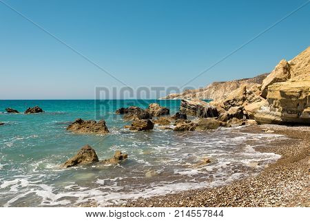 Pissouri Bay Rocky Landscape Near A Pebble Beach, Cyprus