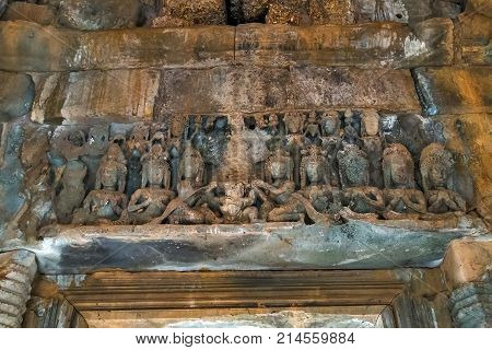 Art Of Ancient Hindu God Stone Cambodia. Ancient Khme