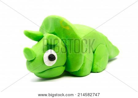 Play Dough Triceratopson White Background, Playdough Dinosaur