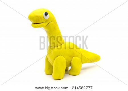 Play dough Brachiosaurus on white background, playdough