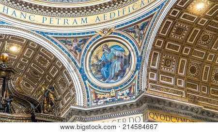 VATICAN CITY - AUGUST 8 2016: Papal Basilica of St. Peter in Vatican - world's largest church is center of Christianity.