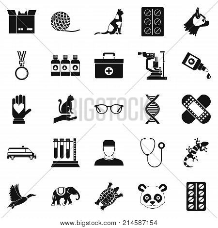Veterinary surgeon icons set. Simple set of 25 veterinary surgeon vector icons for web isolated on white background