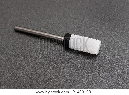 Bur For Manicure And Pediacure, Ceramic Nail Drill Bit Cilinder Form. Medical Instrument.