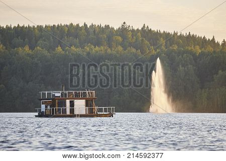 Sauna and spa cruise Jyvaskyla area. Finland traditional lifestyle. Horizontal