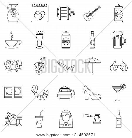 Strong drink icons set. Outline set of 25 strong drink vector icons for web isolated on white background