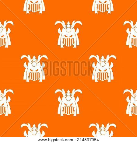 Tribal helmet pattern repeat seamless in orange color for any design. Vector geometric illustration