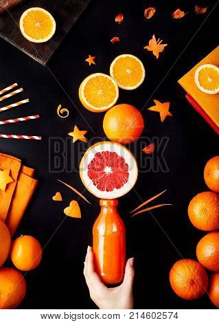 Detox Orange Juice Flat Lay