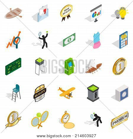 Win at competition icons set. Isometric set of 25 win at competition vector icons for web isolated on white background