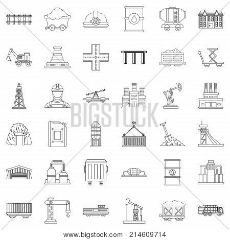 Barrel icons set. Outline style of 36 barrel vector icons for web isolated on white background