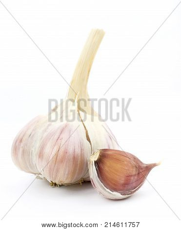 Isolated garlic. Raw garlic isolated on white background