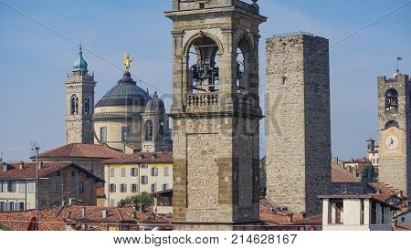 Panorama of old Bergamo, Italy. Bergamo, also called La Citt dei Mille, The City of the Thousand , is a city in Lombardy, northern Italy, about 40 km northeast of Milan
