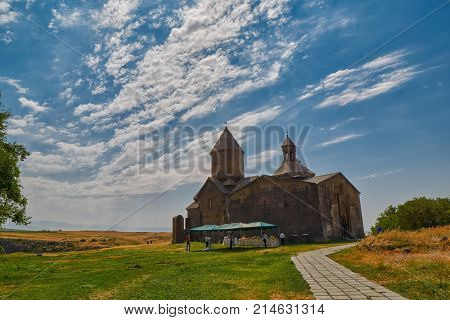 ARTASHAVAN, ARMENIA - 06 AUGUST 2017: Saghmosavank Mountain Monastery