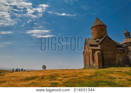 ARTASHAVAN, ARMENIA - 06 AUGUST 2017: Saghmosavank Mountain Monastery