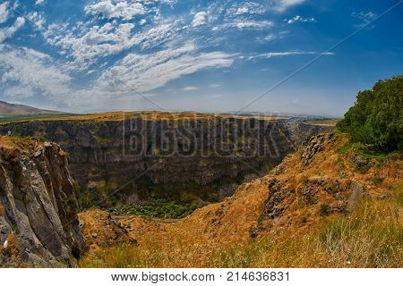 Kasagh river gorge near Saghmosavank monastery not far from Erevan in Armenia