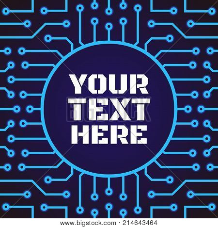 Electric background template banner with frame sircle shape copy space blue cyan color style. Vector Illustration