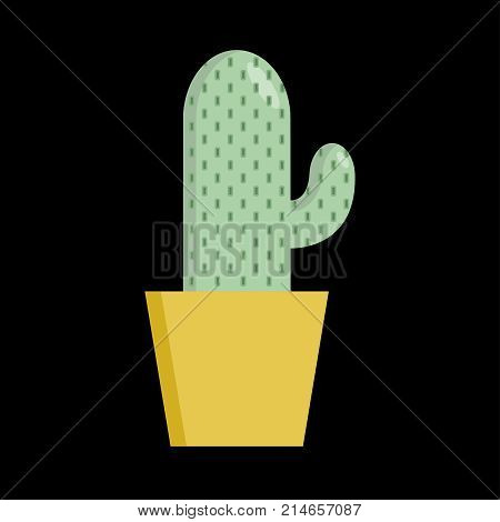 Cactus cartoon illustration vector on black background.