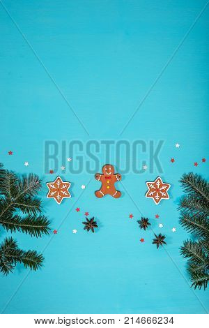 Christmas background on the white wooden desk
