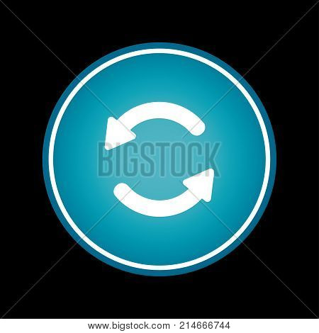 Repeat button blue vector icon symbol. Black background