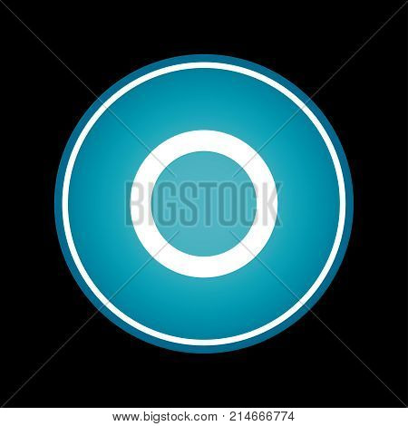 Record button blue vector icon symbol. Black background