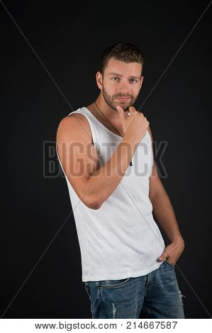 Fashion Model On Grey Background.