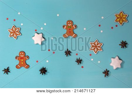 Christmas background on the white wooden desk