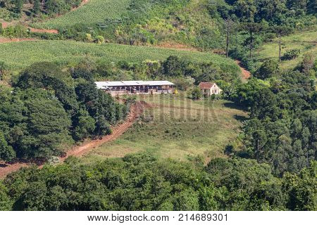 Farm In Valley And Birds In Nova Petropolis
