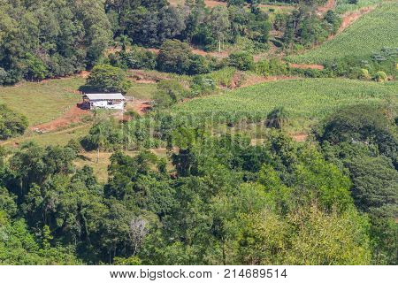 Farm In Valley And Birds In Nova Petropolis