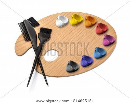 Haidresser Palette isolated on white background with color hair
