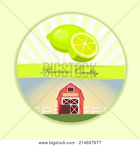 Sweet juicy whole and slice lemon or lime fruit symbol for jam and juice product label or grocery store, shop and farm market design. lime or mojito jam, sauce or juice label