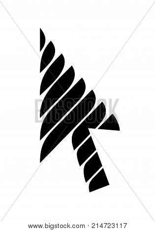 Sweet stripe cursor arrow vector icon. Striped symbol as icon. Simple illustration of arrow with sweet stripes direction. Vector symbol icon for web or print design.