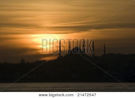 Sunset yli Sininen moskeija