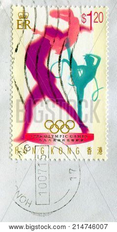 GOMEL, BELARUS, 19 NOVEMBER 2017, Stamp printed in HONG KONG, China shows image of the Olympic Games 1996, circa 2017. 