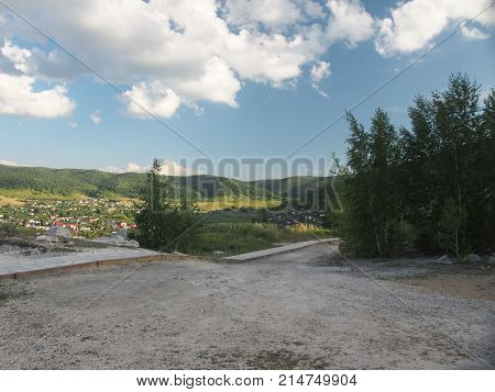A View Of The Village Of Shiryaevo In The Samara Region Of Russia Located Near The Mountains. There