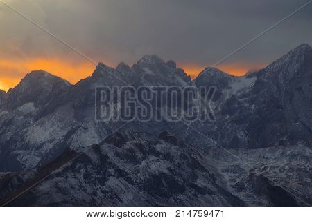 Alpine landscape in the Dolomites, Italy, Europe