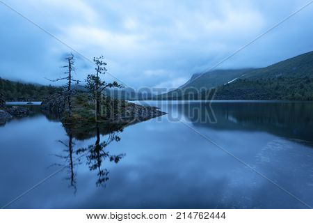 Amazing evening landscape on Innerdalsvatna lake