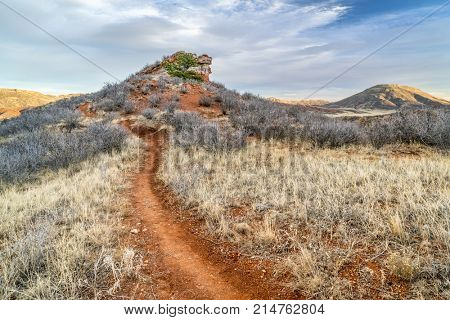multi use trail (hiking, biking, horse riding) in Red Mountain Open Space in northern Colorado, fall scenery