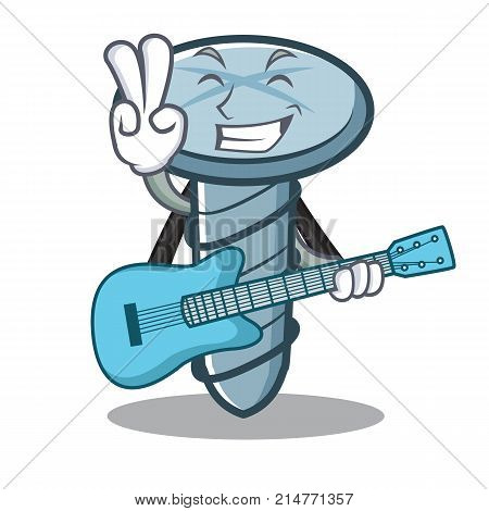With guitar screw character cartoon style vector illustration