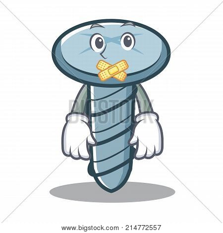 Silent screw character cartoon style vector illustration