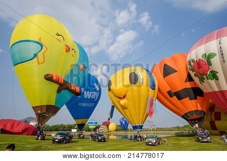 Chiangrai Thailand - Febuary 17 2017 : Singha Park International Balloon Fiesta 2017 In Singha Park,