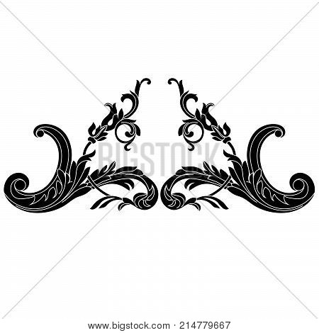 Black vintage ornament, baroque ornament, scroll ornament, engraving ornament, border ornament, floral ornament, retro pattern, antique pattern, style acanthus pattern, foliage pattern, swirl pattern decorative pattern, filigree pattern. vector