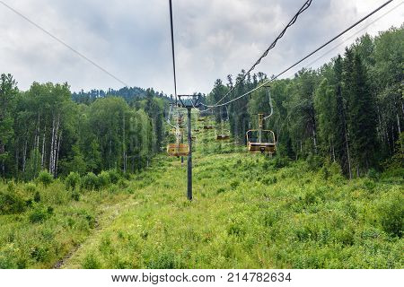 Chairlift Ski Lift On Kokuya Mountain. Altai Republic. Russia